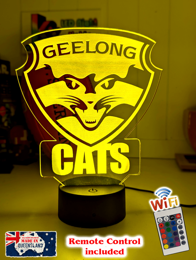 Geelong Cats 3D LED ball light – AFL team décor for man caves, bars or fan spaces.