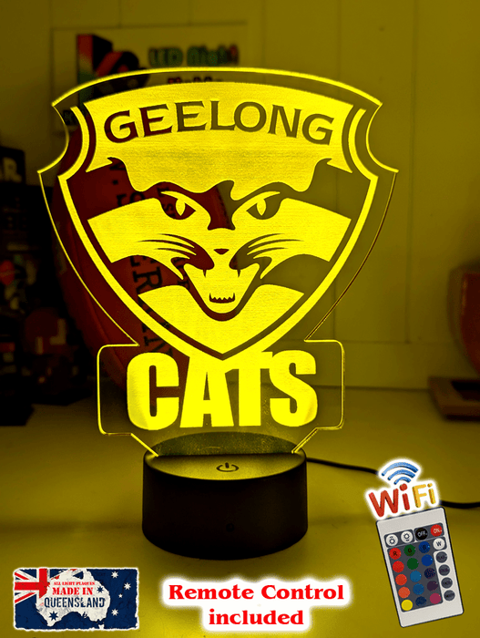 Geelong Cats Australian Football Club 3D LED Night Light Lamp - KustomboxNight Lights & Ambient LightingKustomboxStandard Size