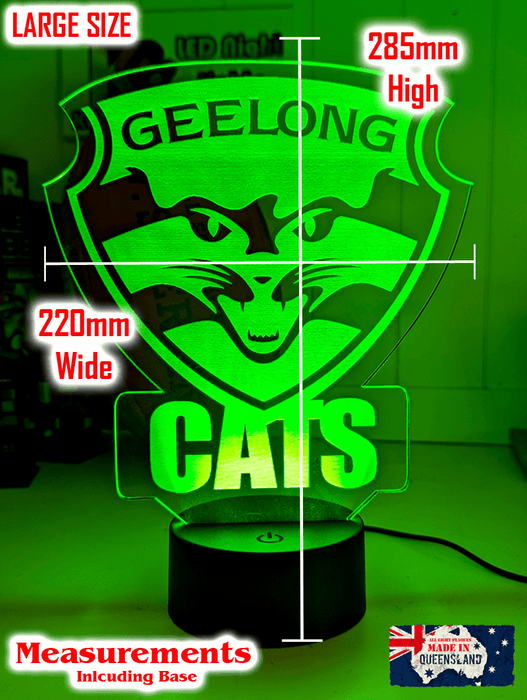 Geelong Cats Australian Football Club 3D LED Night Light Lamp - KustomboxNight Lights & Ambient LightingKustomboxStandard Size