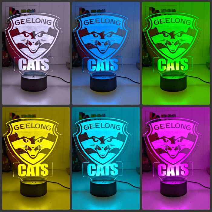 Geelong Cats Australian Football Club 3D LED Night Light Lamp - KustomboxNight Lights & Ambient LightingKustomboxStandard Size