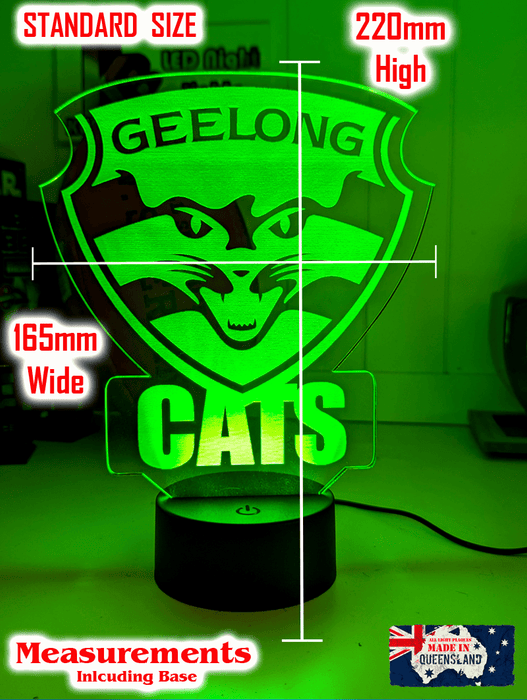 Geelong Cats Australian Football Club 3D LED Night Light Lamp - KustomboxNight Lights & Ambient LightingKustomboxStandard Size