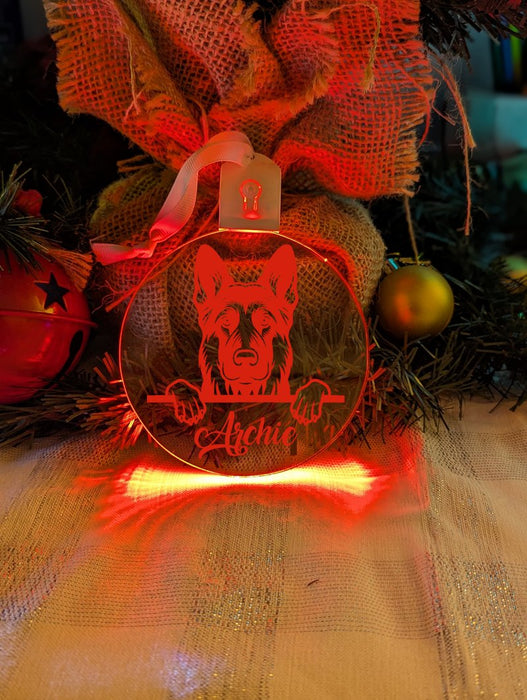 German Shepherd Dog Personalised Name Christmas Light Bauble Decoration - KustomboxNight Lights & Ambient LightingKustomboxBauble - Standard Size