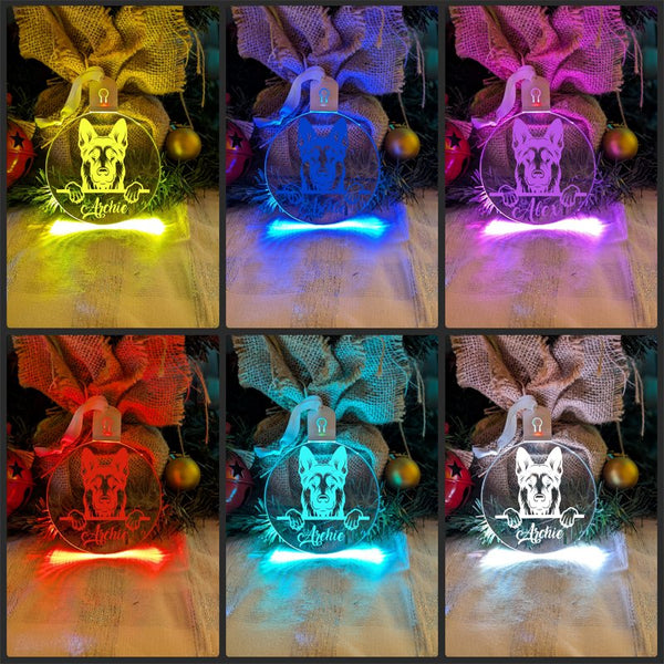 German Shepherd Dog Personalised Name Christmas Light Bauble Decoration - KustomboxNight Lights & Ambient LightingKustomboxBauble - Standard Size