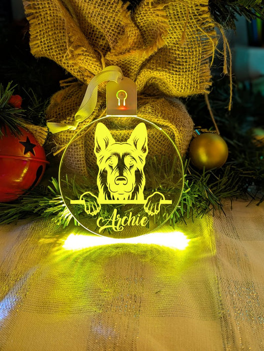 German Shepherd Dog Personalised Name Christmas Light Bauble Decoration - KustomboxNight Lights & Ambient LightingKustomboxBauble - Standard Size