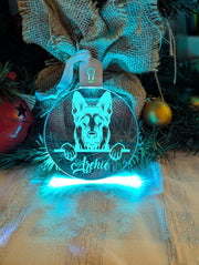 German Shepherd Dog Personalised Name Christmas Light Bauble Decoration - KustomboxNight Lights & Ambient LightingKustomboxBauble - Standard Size