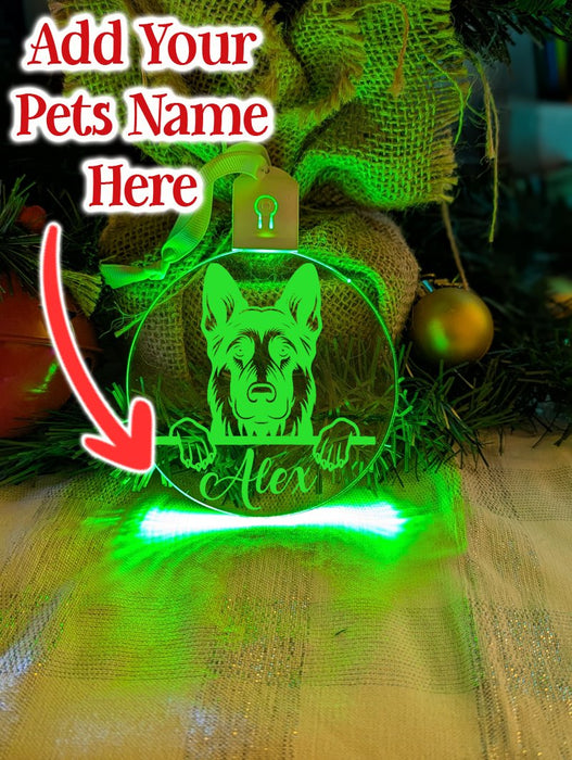 German Shepherd Dog Personalised Name Christmas Light Bauble Decoration - KustomboxNight Lights & Ambient LightingKustomboxBauble - Standard Size