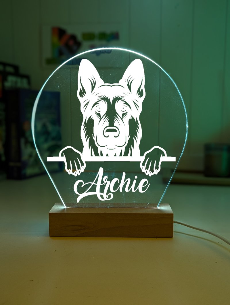 German Shepherd Pet Personalised Name 3D LED Room Light Decor - KustomboxNight Lights & Ambient LightingKustomboxStandard Size