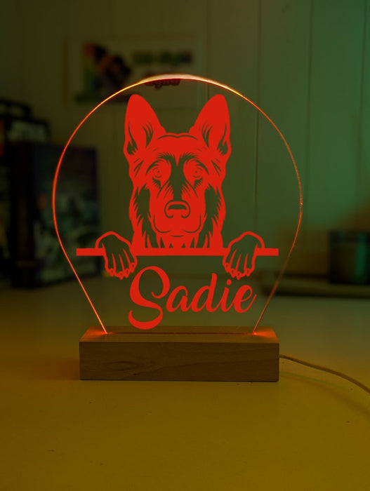 German Shepherd Pet Personalised Name 3D LED Room Light Decor - KustomboxNight Lights & Ambient LightingKustomboxStandard Size
