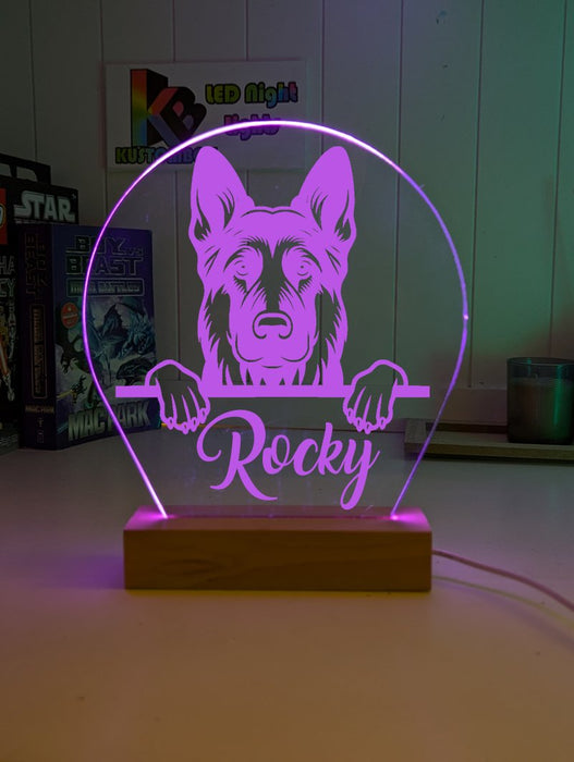 German Shepherd Pet Personalised Name 3D LED Room Light Decor - KustomboxNight Lights & Ambient LightingKustomboxStandard Size