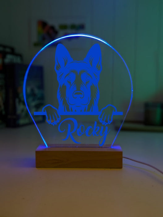 German Shepherd Pet Personalised Name 3D LED Room Light Decor - KustomboxNight Lights & Ambient LightingKustomboxStandard Size