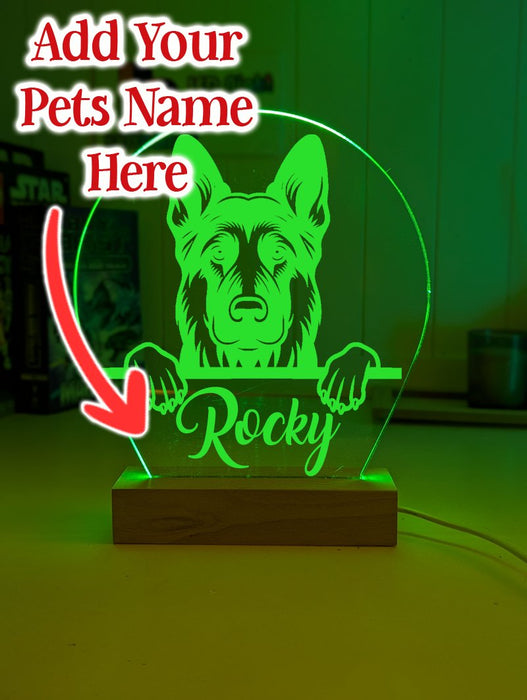 German Shepherd Pet Personalised Name 3D LED Room Light Decor - KustomboxNight Lights & Ambient LightingKustomboxStandard Size