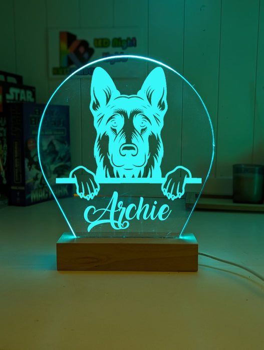 German Shepherd Pet Personalised Name 3D LED Room Light Decor - KustomboxNight Lights & Ambient LightingKustomboxStandard Size