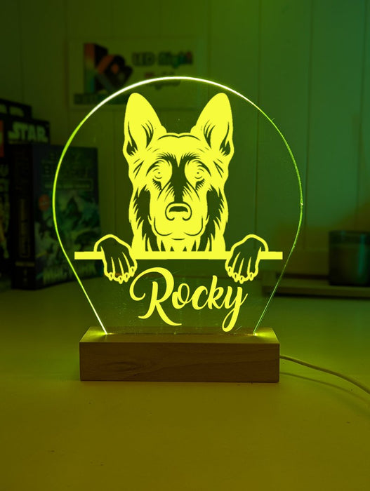 German Shepherd Pet Personalised Name 3D LED Room Light Decor - KustomboxNight Lights & Ambient LightingKustomboxStandard Size