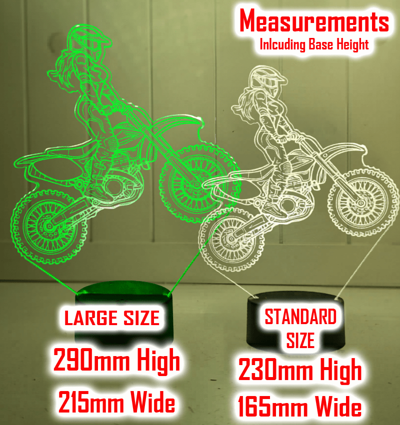 Girl Motocross Dirt Bike Rider Custom Name 3D LED Night Light - KustomboxNight Lights & Ambient LightingKustomboxLarge Size