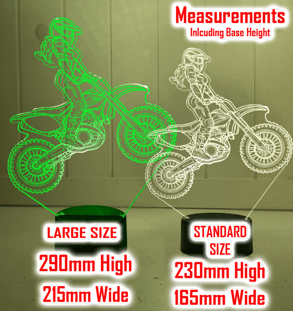 Girl Motocross Dirt Bike Rider Custom Name 3D LED Night Light - KustomboxNight Lights & Ambient LightingKustomboxLarge Size