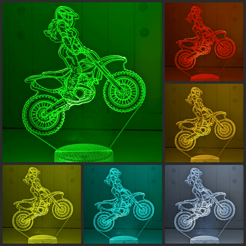 Girl Motocross Dirt Bike Rider Custom Name 3D LED Night Light - KustomboxNight Lights & Ambient LightingKustomboxStandard Custom Name