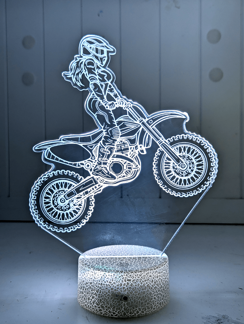 Girl Motocross Dirt Bike Rider Custom Name 3D LED Night Light - KustomboxNight Lights & Ambient LightingKustomboxStandard Custom Name