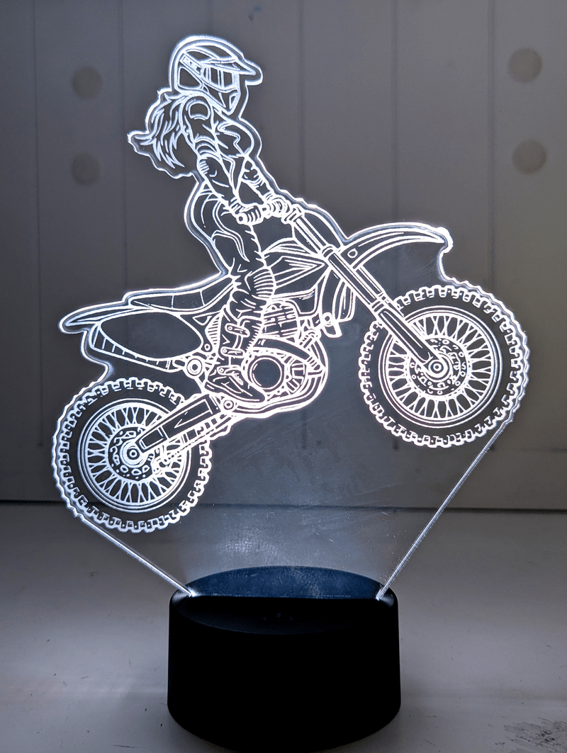 Girl Motocross Dirt Bike Rider Custom Name 3D LED Night Light - KustomboxNight Lights & Ambient LightingKustomboxStandard Size
