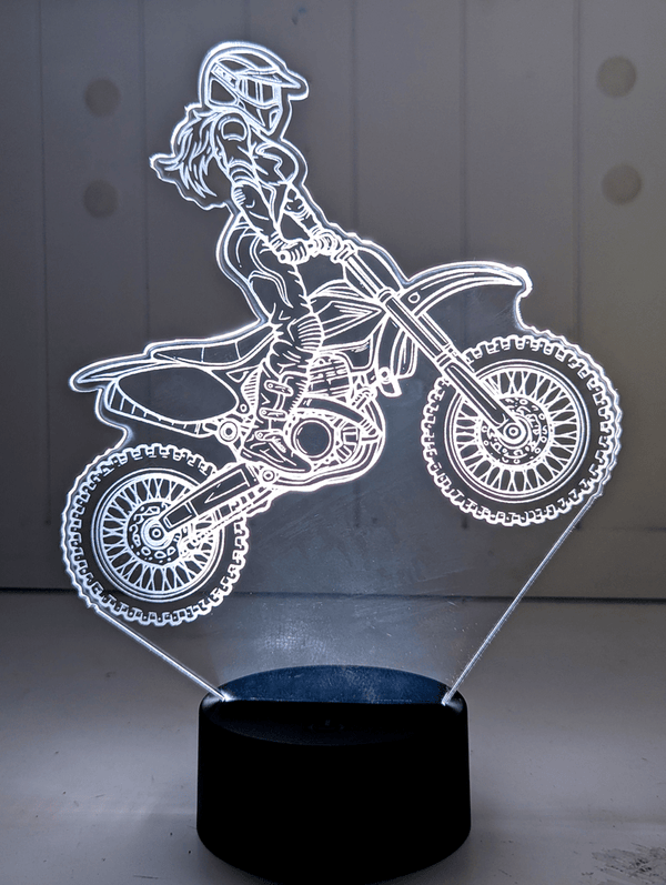 Girl Motocross Dirt Bike Rider Custom Name 3D LED Night Light - KustomboxNight Lights & Ambient LightingKustomboxStandard Size