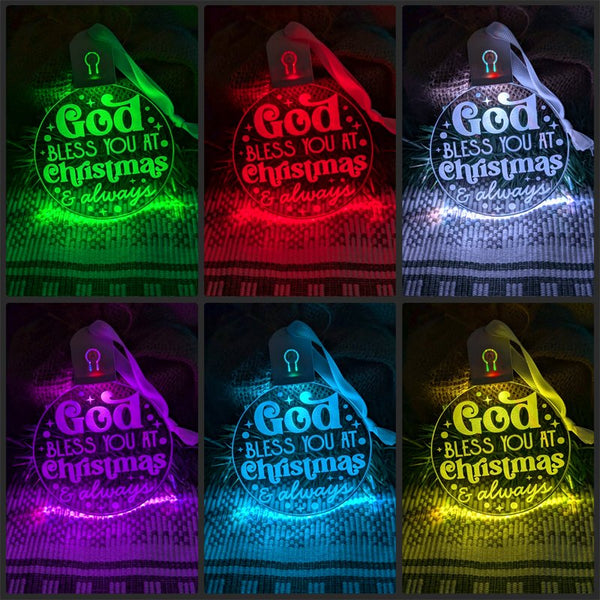 God Bless You At Christmas Bauble 3d LED Night Light Decoration - KustomboxNight Lights & Ambient LightingKustomboxBauble - Standard Size
