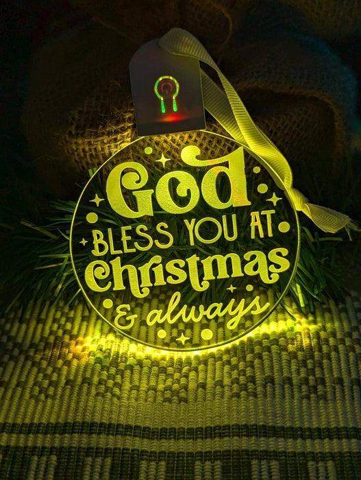God Bless You At Christmas Bauble 3d LED Night Light Decoration - KustomboxNight Lights & Ambient LightingKustomboxBauble - Standard Size