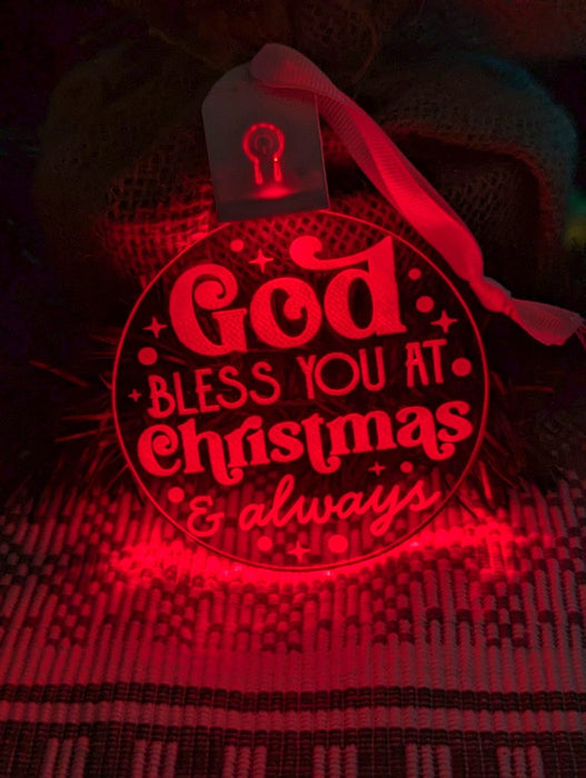 God Bless You At Christmas Bauble 3d LED Night Light Decoration - KustomboxNight Lights & Ambient LightingKustomboxBauble - Standard Size