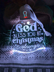 God Bless You At Christmas Bauble 3d LED Night Light Decoration - KustomboxNight Lights & Ambient LightingKustomboxBauble - Standard Size