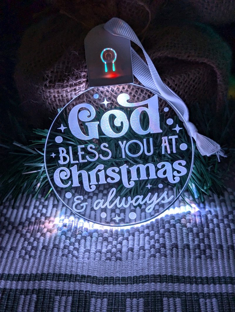 God Bless You At Christmas Bauble 3d LED Night Light Decoration - KustomboxNight Lights & Ambient LightingKustomboxBauble - Standard Size