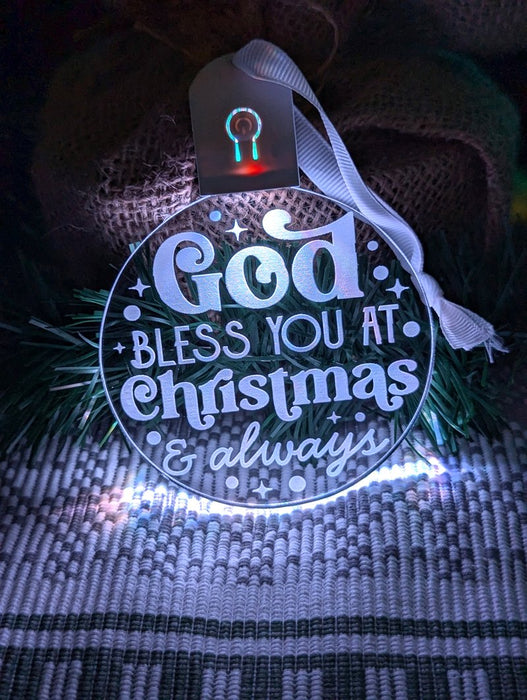God Bless You At Christmas Bauble 3d LED Night Light Decoration - KustomboxNight Lights & Ambient LightingKustomboxBauble - Standard Size