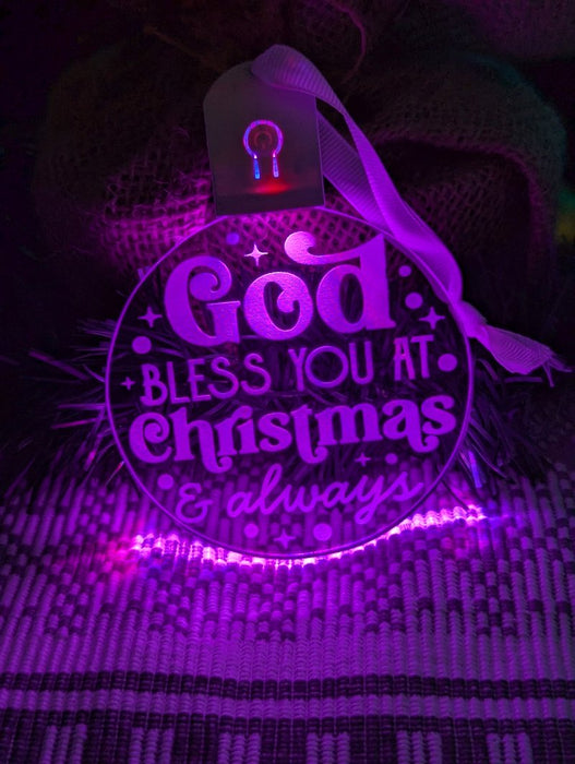 God Bless You At Christmas Bauble 3d LED Night Light Decoration - KustomboxNight Lights & Ambient LightingKustomboxBauble - Standard Size
