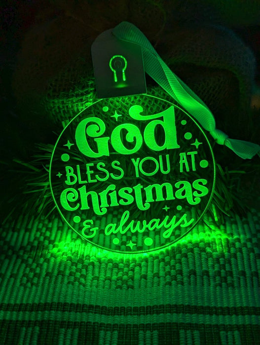 God Bless You At Christmas Bauble 3d LED Night Light Decoration - KustomboxNight Lights & Ambient LightingKustomboxBauble - Standard Size