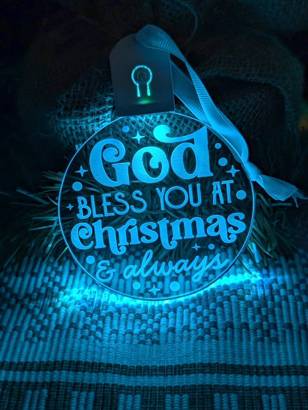 God Bless You At Christmas Bauble 3d LED Night Light Decoration - KustomboxNight Lights & Ambient LightingKustomboxBauble - Standard Size