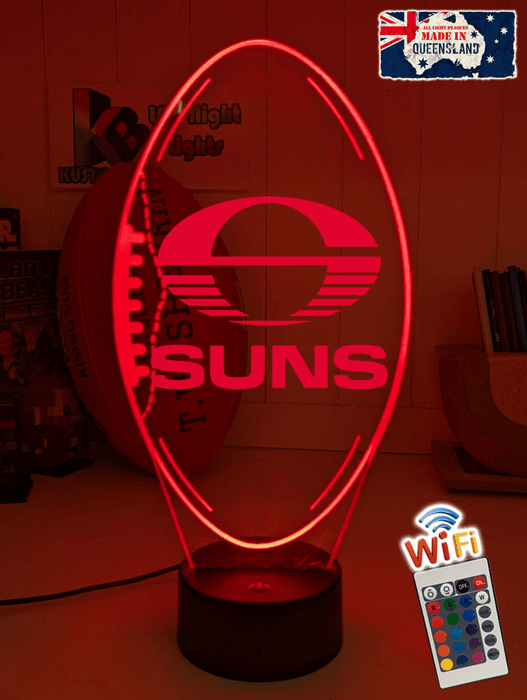 Gold Coast Suns Australian Football Club 3D LED Night Light Lamp - KustomboxNight Lights & Ambient LightingKustomboxStandard Size