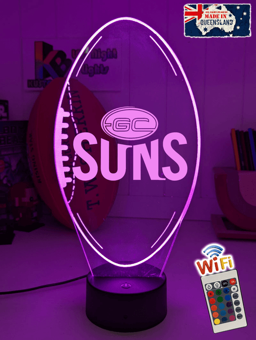 GOLD COAST SUNS Australian Football Club 3D LED Night Light - KustomboxNight Lights & Ambient LightingKustomboxStandard Size