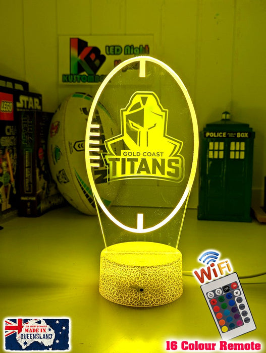 Gold Coast Titans Rugby League Club 3D LED Night Light - KustomboxNight Lights & Ambient LightingKustomboxStandard Size