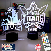 Custom Gold Coast Titans LED lamp with 7-colour glow, perfect NRL-themed gift, Outline shape, original logo 