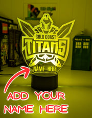 Gold Coast Titans logo 3D acrylic light with 16-colour remote, ideal NRL gift for bedroom or bar. Outline shape, original logo 