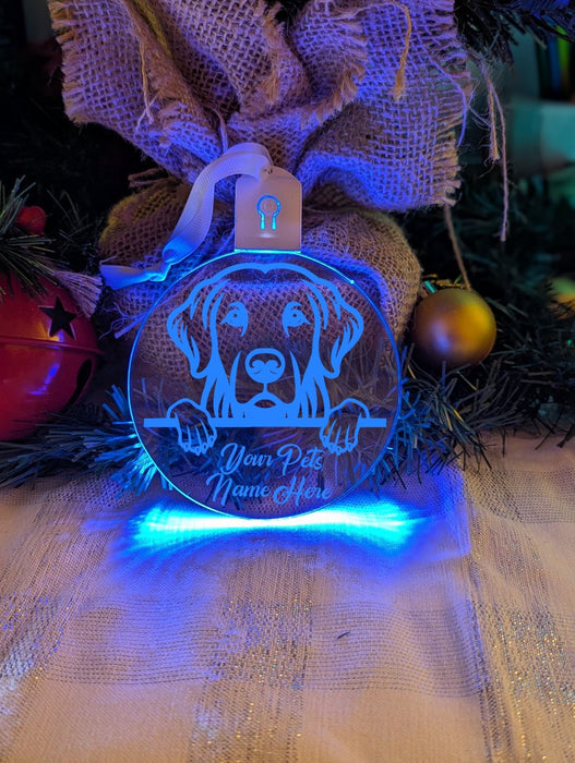 Golden Retriever Dog Personalised Name Christmas Light Bauble Decoration - KustomboxNight Lights & Ambient LightingKustomboxBauble - Standard Size