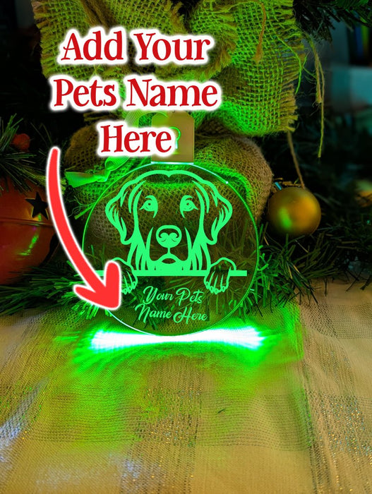 Golden Retriever Dog Personalised Name Christmas Light Bauble Decoration - KustomboxNight Lights & Ambient LightingKustomboxBauble - Standard Size