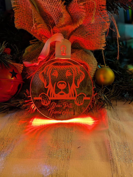 Golden Retriever Dog Personalised Name Christmas Light Bauble Decoration - KustomboxNight Lights & Ambient LightingKustomboxBauble - Standard Size
