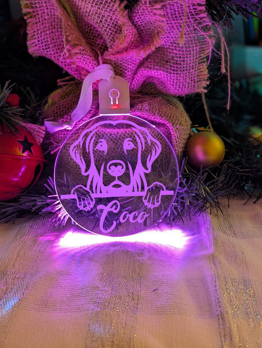 Golden Retriever Dog Personalised Name Christmas Light Bauble Decoration - KustomboxNight Lights & Ambient LightingKustomboxBauble - Standard Size