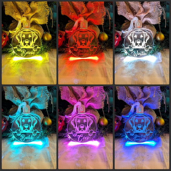 Golden Retriever Dog Personalised Name Christmas Light Bauble Decoration - KustomboxNight Lights & Ambient LightingKustomboxBauble - Standard Size