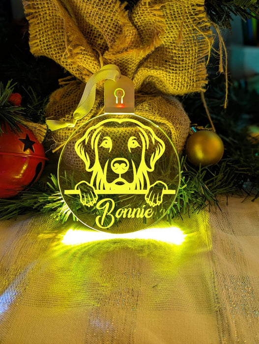 Golden Retriever Dog Personalised Name Christmas Light Bauble Decoration - KustomboxNight Lights & Ambient LightingKustomboxBauble - Standard Size