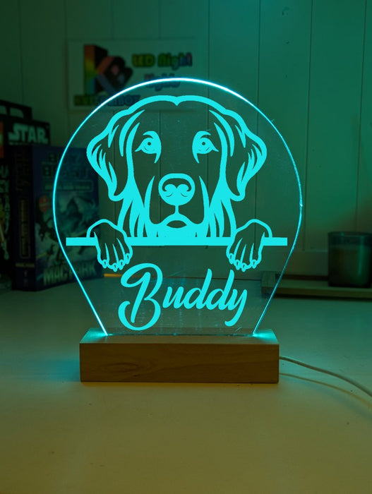 Golden Retriever Pet Personalised Name 3D LED Room Light Decor - KustomboxNight Lights & Ambient LightingKustomboxStandard Size