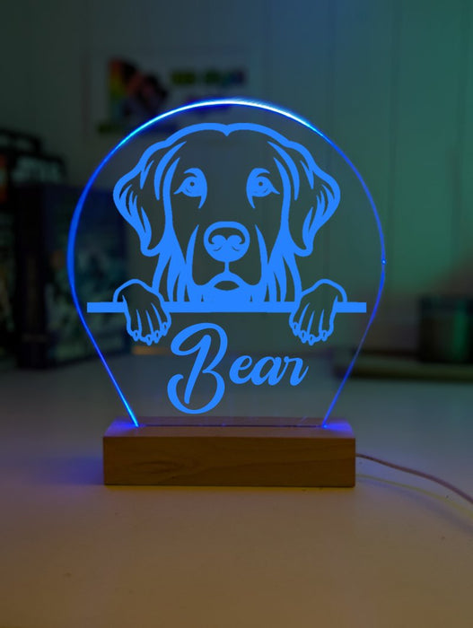Golden Retriever Pet Personalised Name 3D LED Room Light Decor - KustomboxNight Lights & Ambient LightingKustomboxStandard Size