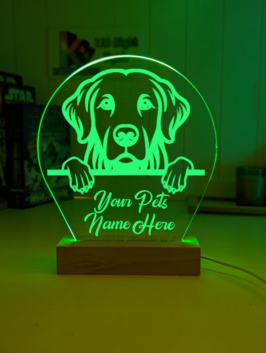 Golden Retriever Pet Personalised Name 3D LED Room Light Decor - KustomboxNight Lights & Ambient LightingKustomboxStandard Size