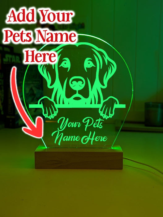 Golden Retriever Pet Personalised Name 3D LED Room Light Decor - KustomboxNight Lights & Ambient LightingKustomboxStandard Size