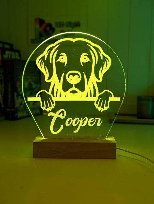 Golden Retriever Pet Personalised Name 3D LED Room Light Decor - KustomboxNight Lights & Ambient LightingKustomboxStandard Size