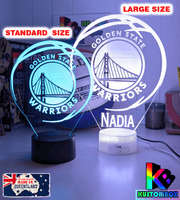 Golden State Warriors Personalised 3D LED Night Light Custom Name Basketball Lamp - KustomboxNight Lights & Ambient LightingKustomboxStandard Size - No Name