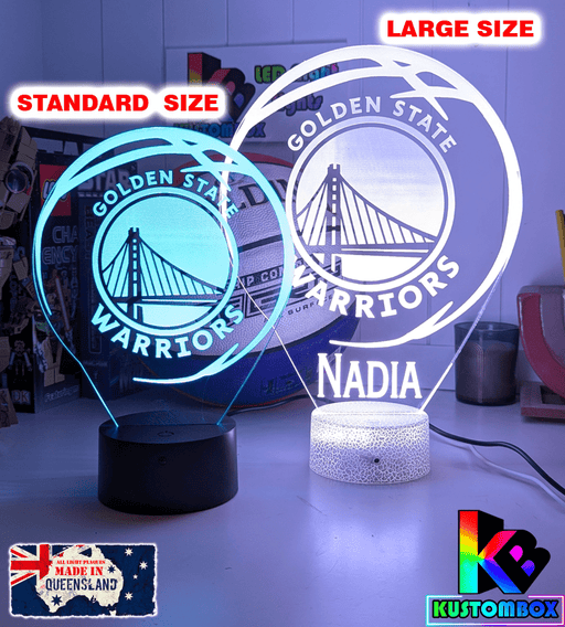 Golden State Warriors Personalised 3D LED Night Light Custom Name Basketball Lamp - KustomboxNight Lights & Ambient LightingKustomboxStandard Size - No Name